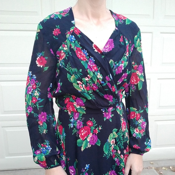 vintage LIZ CLAIBORNE floral dress S - Picture 3 of 9